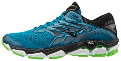 comparer et trouver le meilleur prix des chaussures Mizuno Wave horizon 2 bleue et verte sur Sportadvice